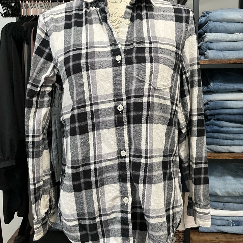 Plaid Button-Up Shirt